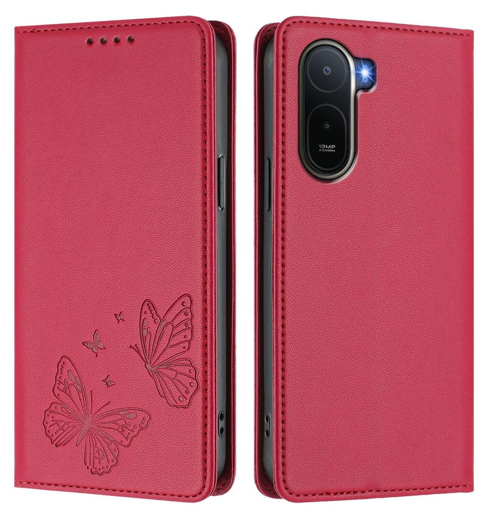 Lederhülle für Xiaomi Redmi A7 Pro, Schmetterling Prägung Produktbild 