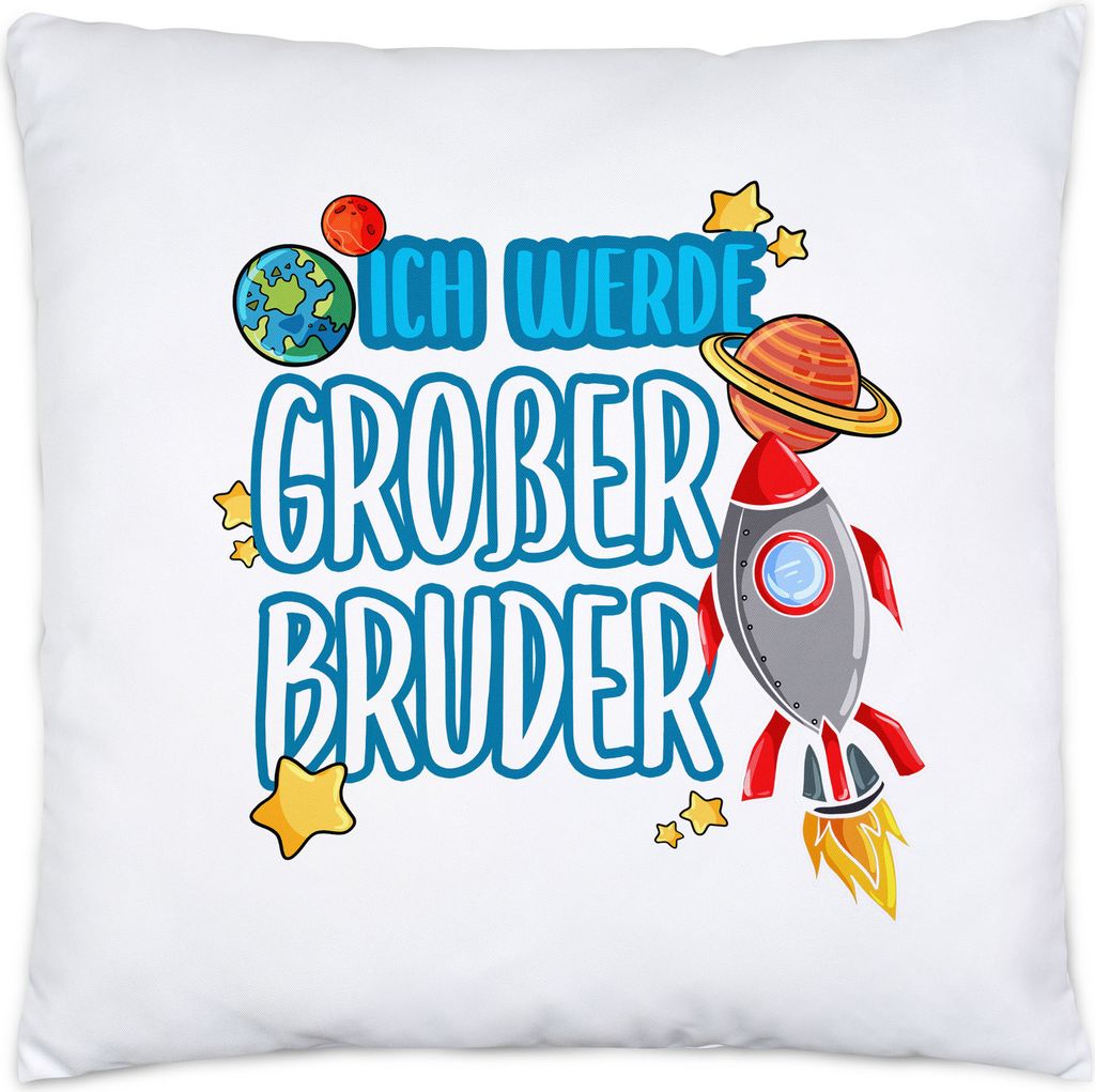 Großer Bruder Werden Kissen inkl. Füllung Ankündigung Schwangerschaft Bruder Kinder Babynews Weltall Rakete
