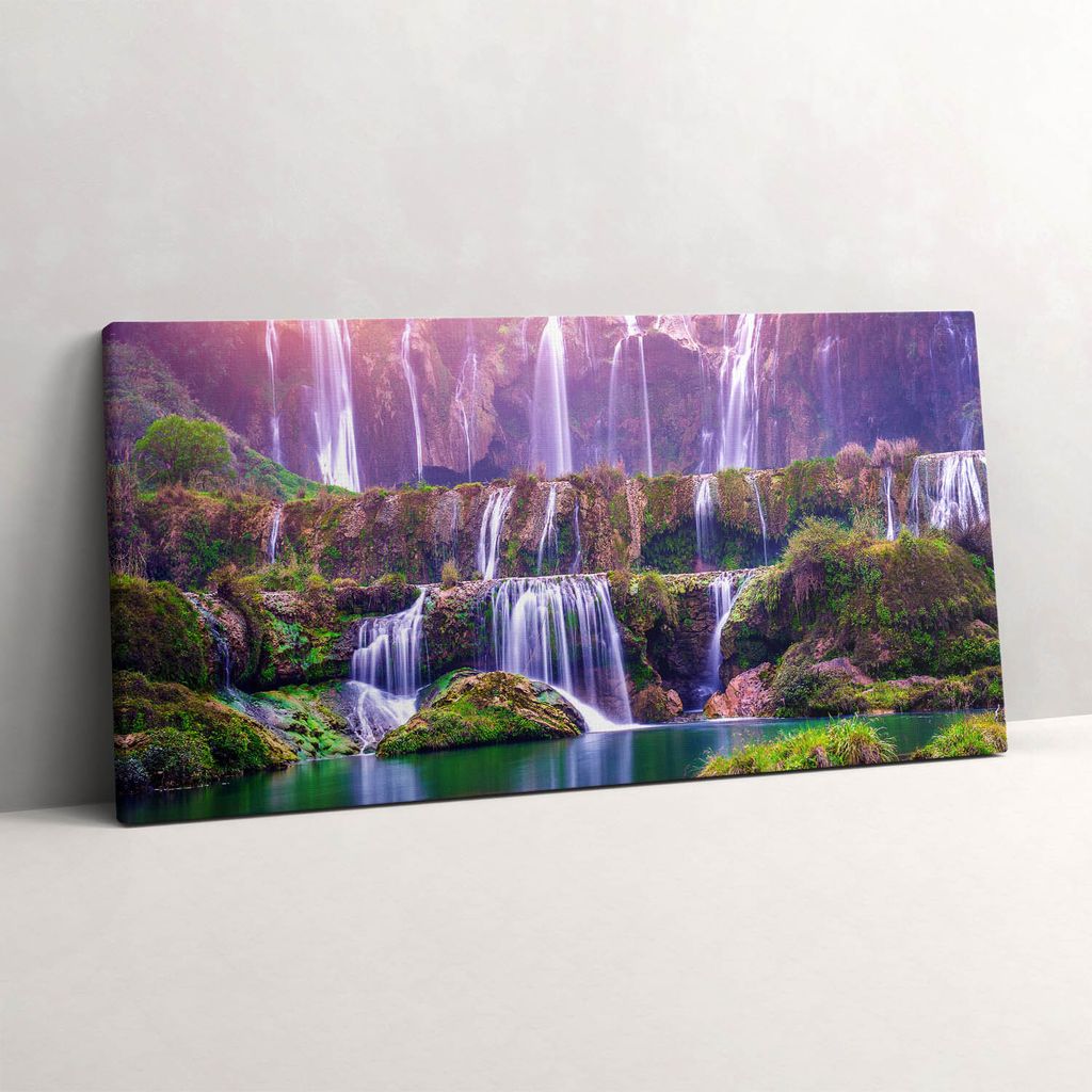 Jiulong-Wasserfall in China – Leinwandbild Wandbild – 100x50 cm – Leinwandbilder – Wandbilder – Schlafzimmer – Flur