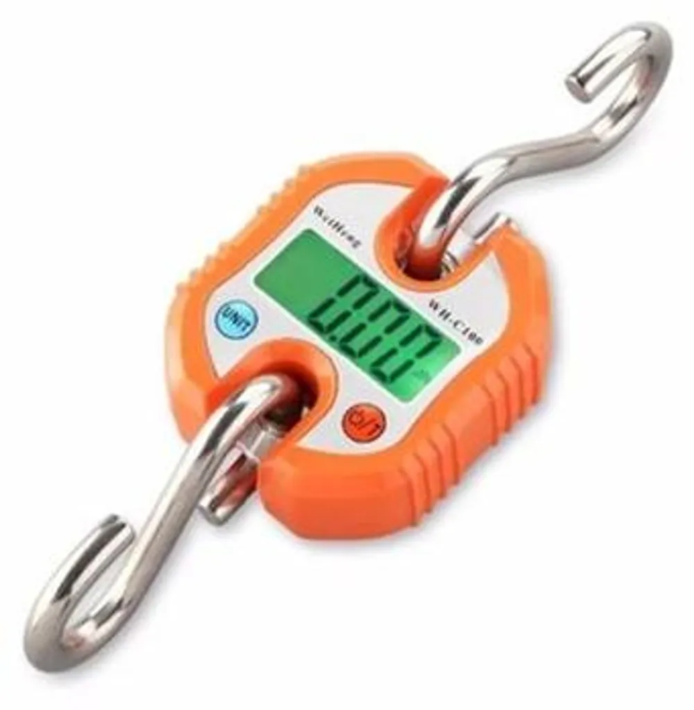 Pèse-bagages numérique 150 kg orange avec pince de fixation robuste