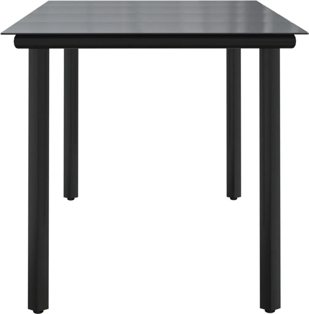 Tavolo da Pranzo Esterno vidaXL Nero 160x80 Acciaio e Vetro - 10