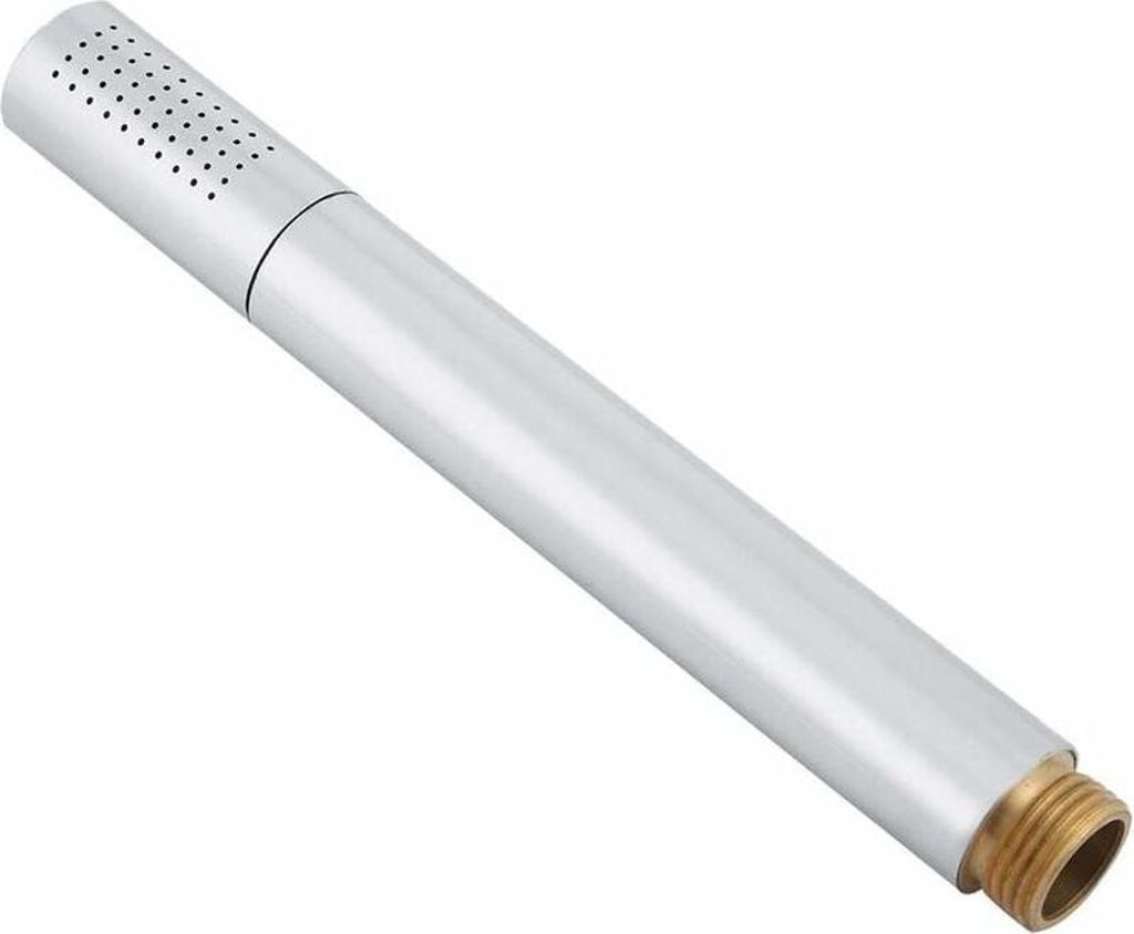 Universeller G1/2 Duschkopf, massive, polierte, zylindrische Handbrause aus silberfarbenem Messing für Badezimmer