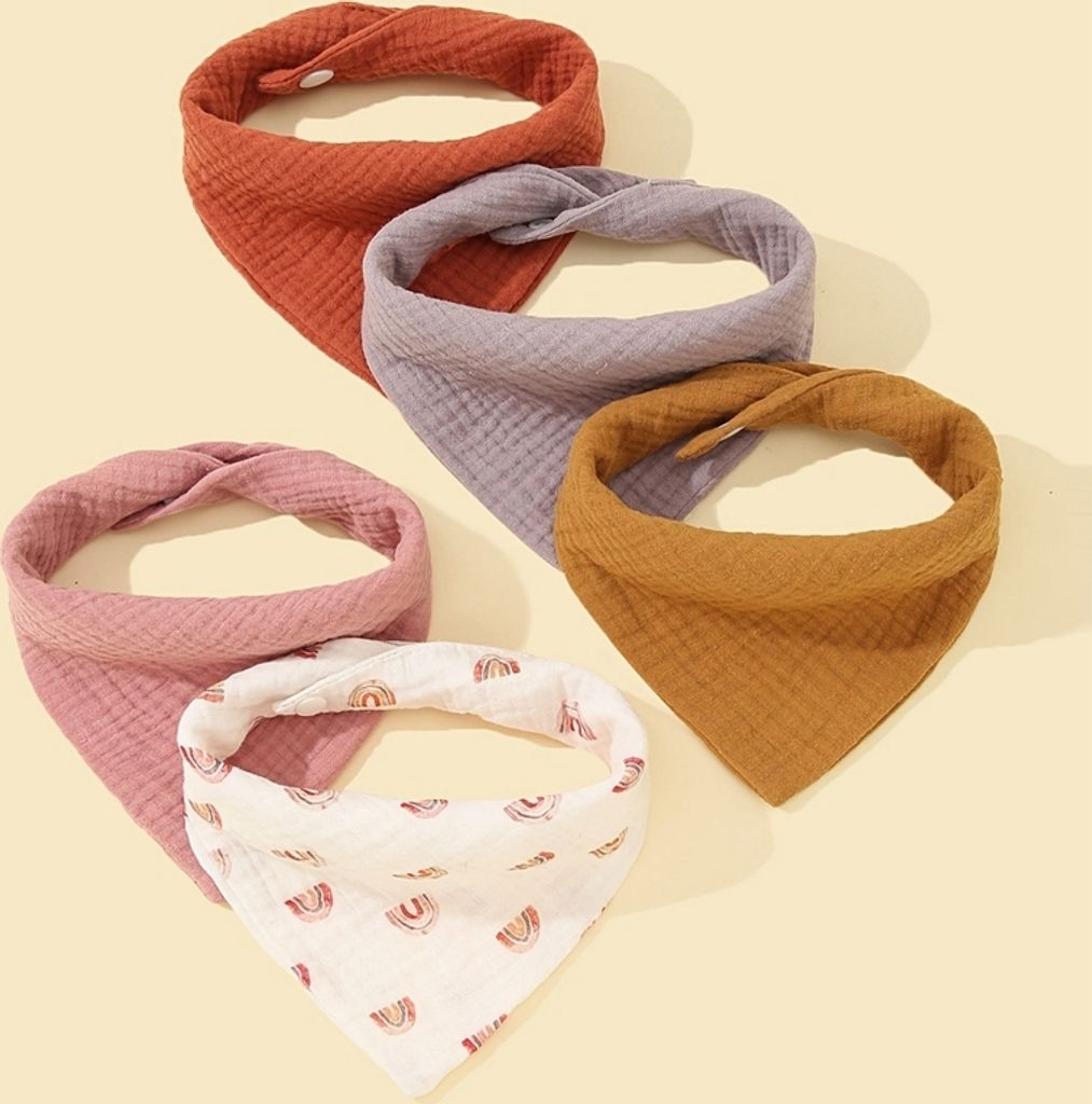 6 Stück Musselin Halstücher Baby - Baumwoll Lätzchen Mit Verstellbaren Druckknöpfen