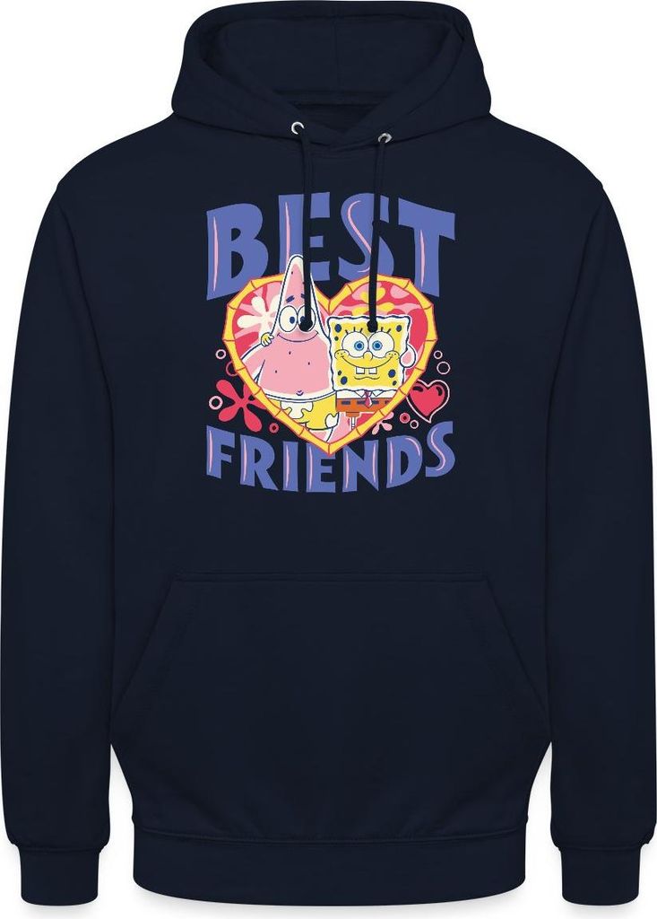 Spreadshirt Spongebob Schwammkopf Und Patrick Beste Freunde Uni Hoodie, L, Navy