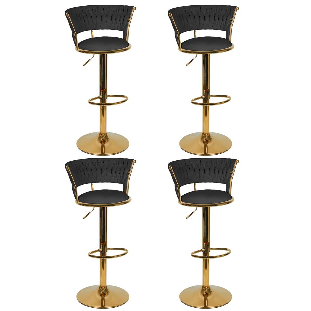 4er Set Barhocker mit Lehne aus Samt 360° drehbar Produktbild 