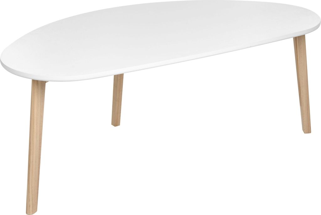 BELIANI Couchtisch Weiß MDF mit Kieferholz Beinen Hellbraun Skandinavischer Stil Asymmetrische Unregelmäßige Form Wohnzimmermöbel Groß