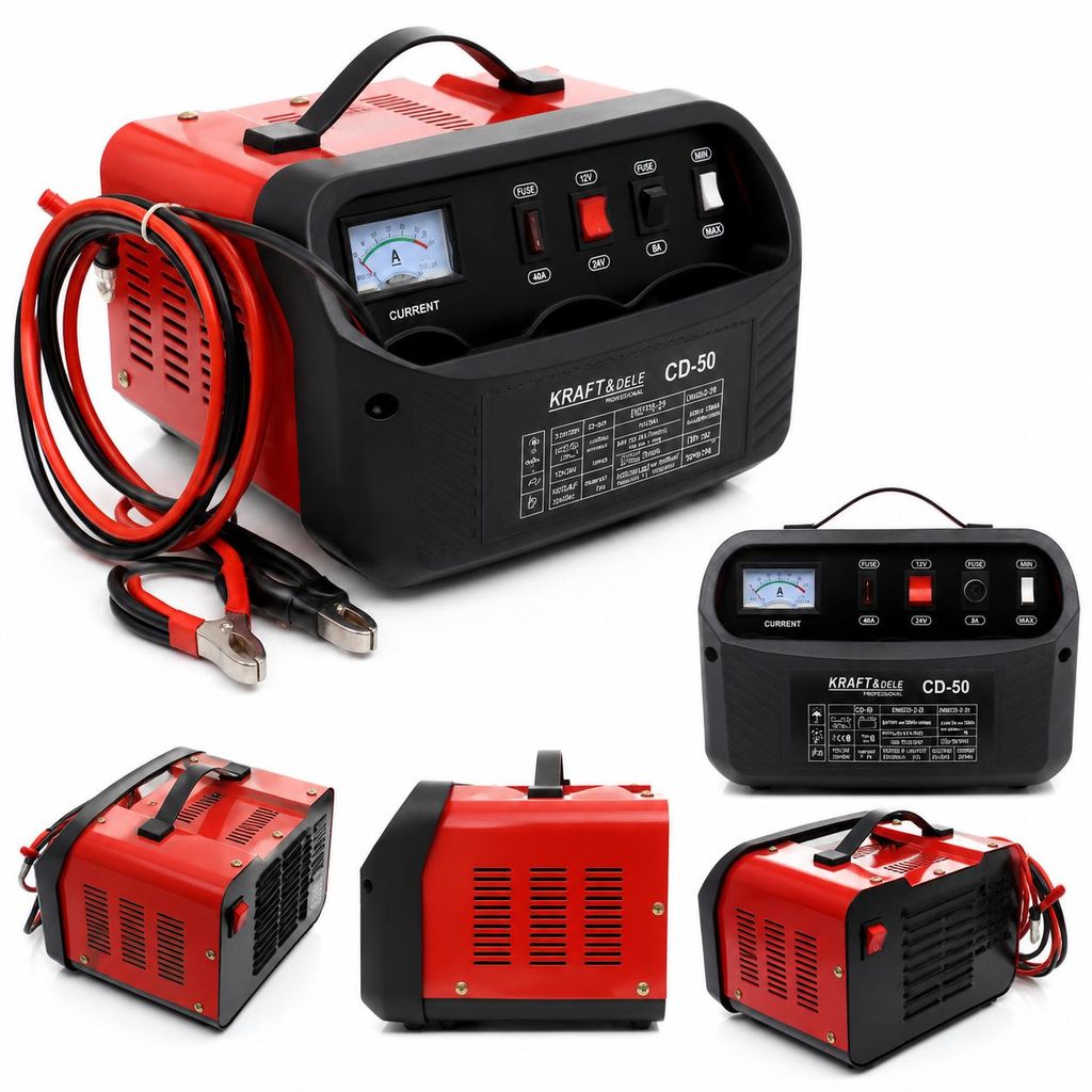 Cargador de batería para automóviles 12/24V, 50A | Imagen del producto  Imagen generada por IA