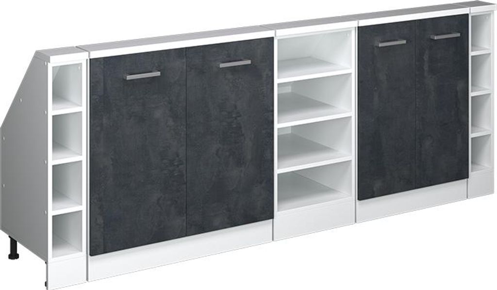 Vicco Dachschrägenschrank-Set Rion, 5er Set, Schwarz Beton/Weiß/Weiß