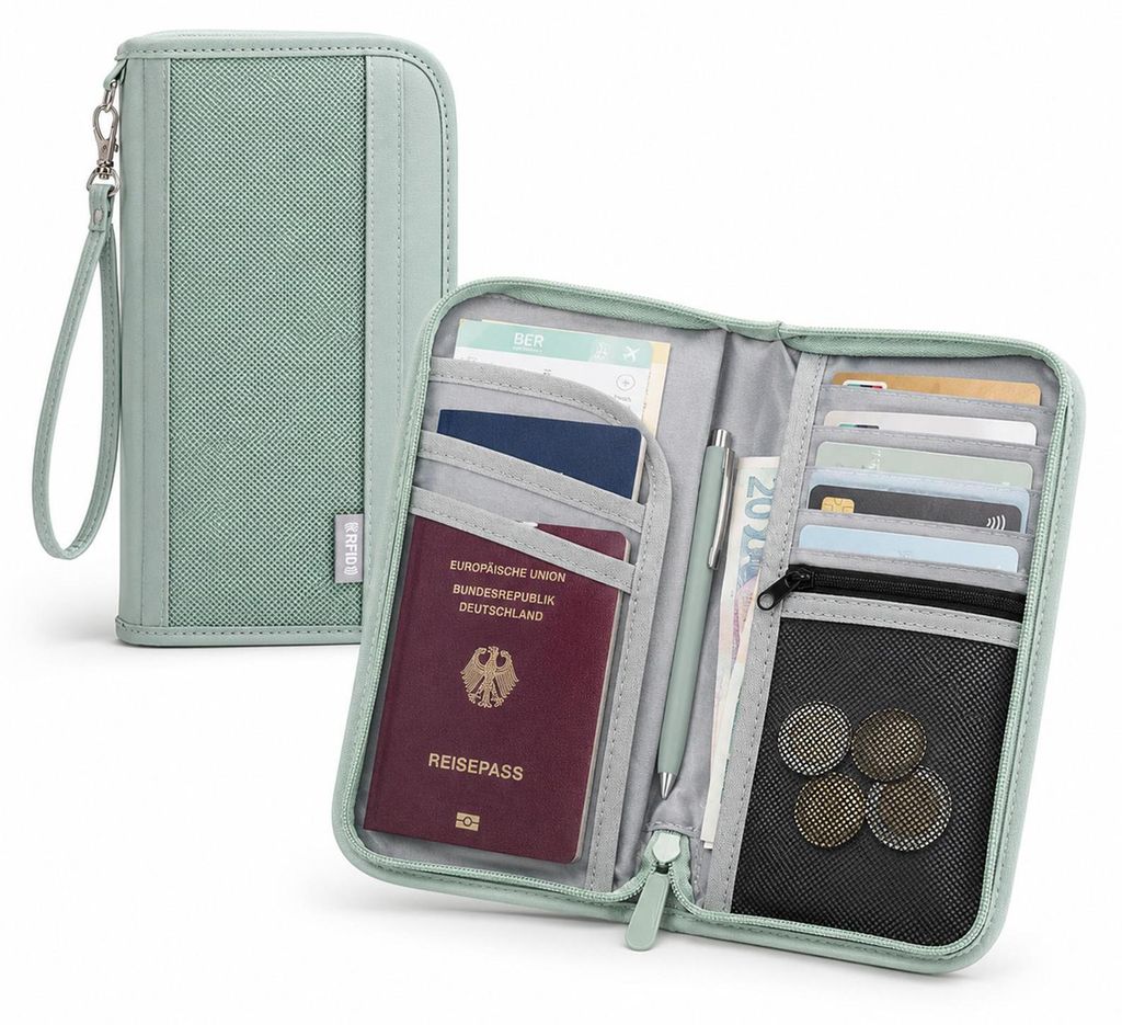 RFID Reiseorganizer für Reisepass Karten Bargeld mit Produktbild 
