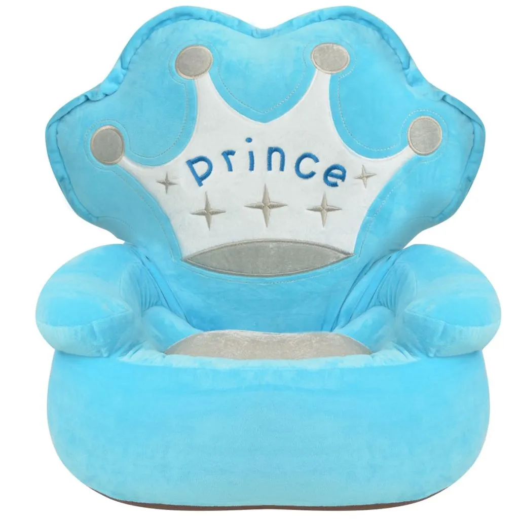 Poltrona per Bambini Prince Blue in Peluche | Trono per Cameretta