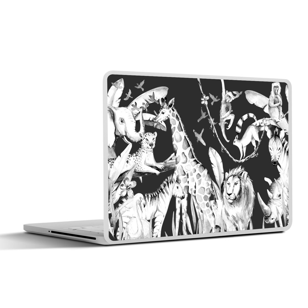 MuchoWow Laptop Aufkleber Sticker Cover Wasserfarben - Tiere - Elefant - Flamingo - Jungen - Blau - Kinder - Kinder 36.5x27.5 cm - Laptop-Sticker