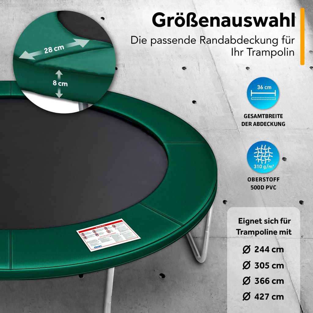 Coussin De Protection KIDUKU Pour Trampoline – 500D PVC, Résistant UV, Gel, Pluie, épaisseur 1,5 Cm