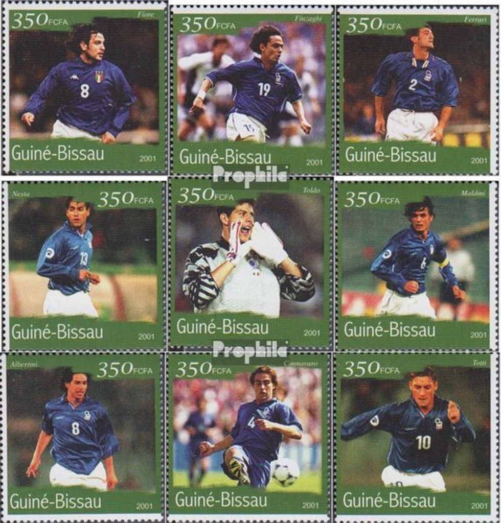 Briefmarken Guinea-Bissau 2001 Mi 1379-1387 postfrisch Fußball-WM 2002