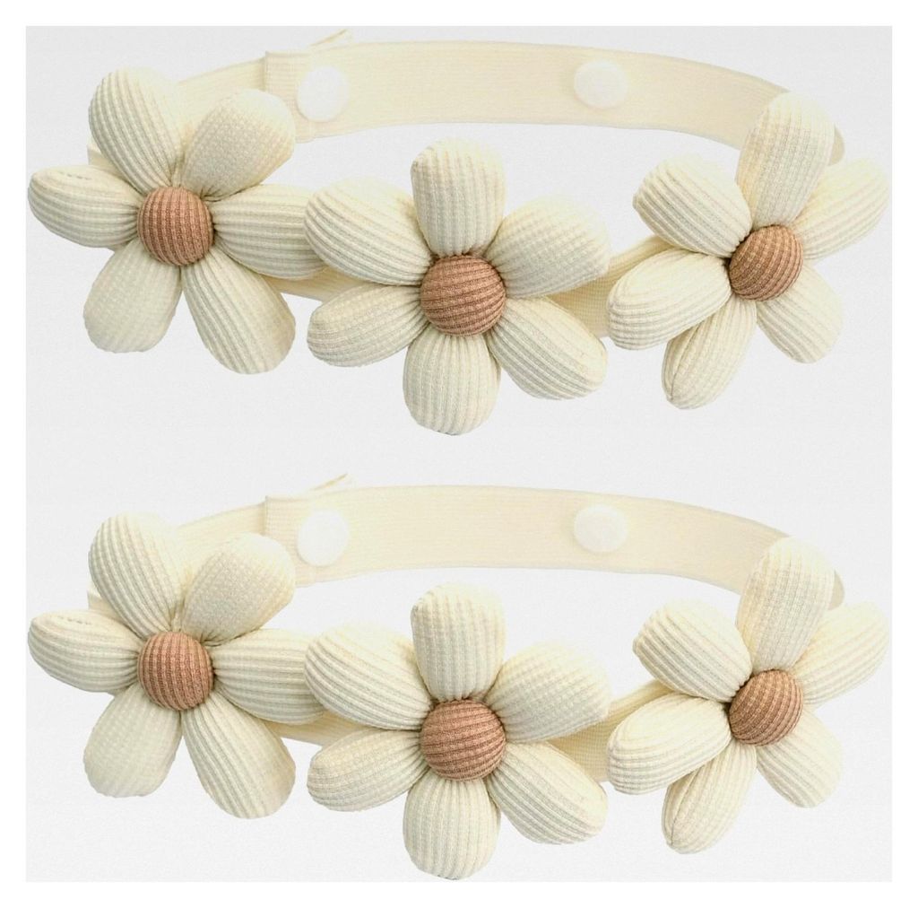 2 Stück Raffhalter mit Blumenmotiv für Vorhänge, elastische Halter, verstellbare Riemen, Seilvorhänge für das Kinderzimmer, beige Baumwolle un...