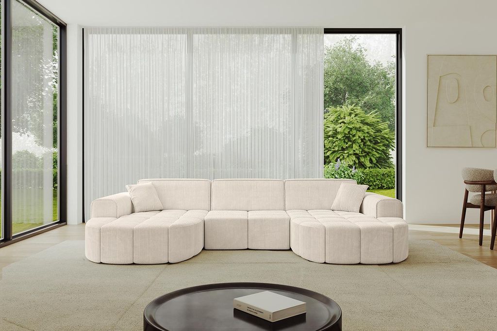 ALTDECOR Ecksofa in U-Form Livo-U1 - 315x173x79,5 cm Beige - Corner Sofa Bett Eckcouch Couch L-Form Wohnlandschaft Cauchsofa