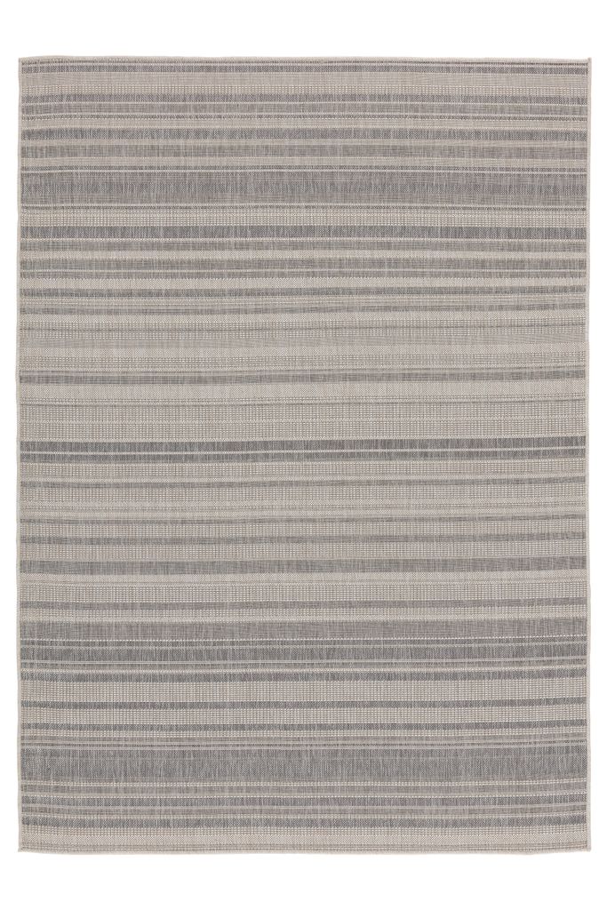 In- & Outdoor Kurzflor Teppich, Rutschfest, Balkon Terrasse Küchenteppich, Modern Geometrisch -Silber - 200cm x 280cm - UV- und Witterungsbeständig