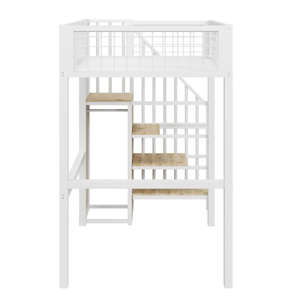 Lit Combiné 90x200 Métal avec Protection Chute et Bureau Intégré - 5