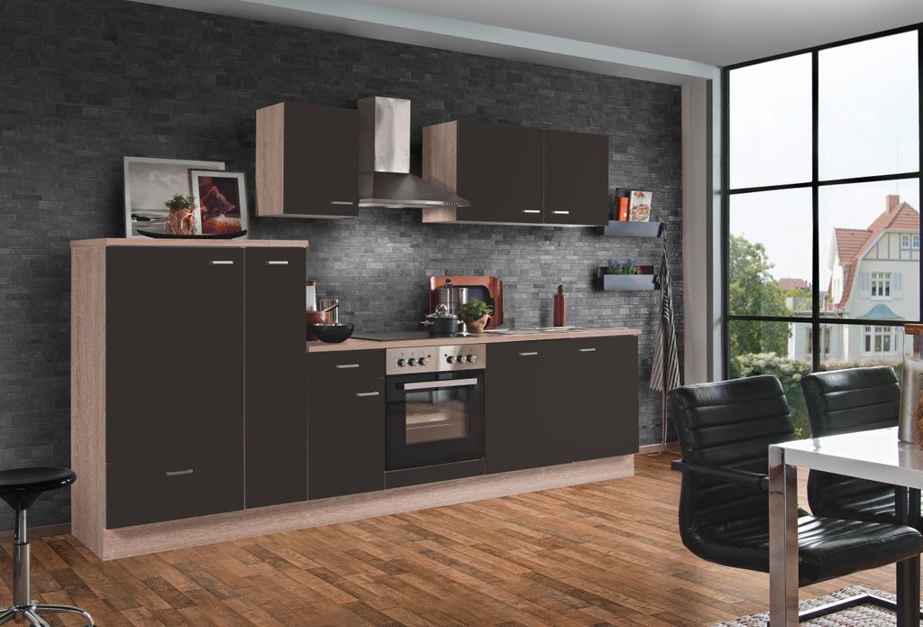 Küchenzeile mit Elektrogeräten Classic Lava Matt 300 cm Produktbild 
