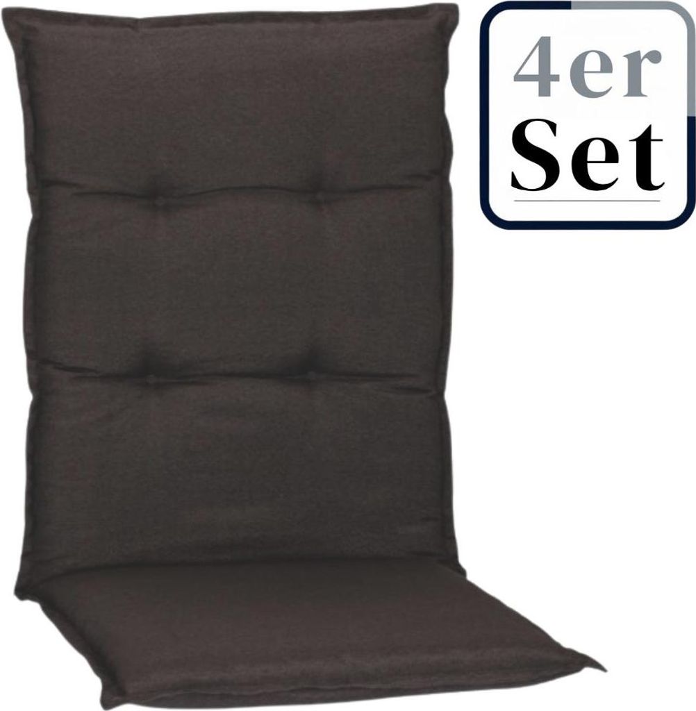 4er Set Hochlehner Auflage Trier, Motiv - Uni, grau, 118x46x8cm