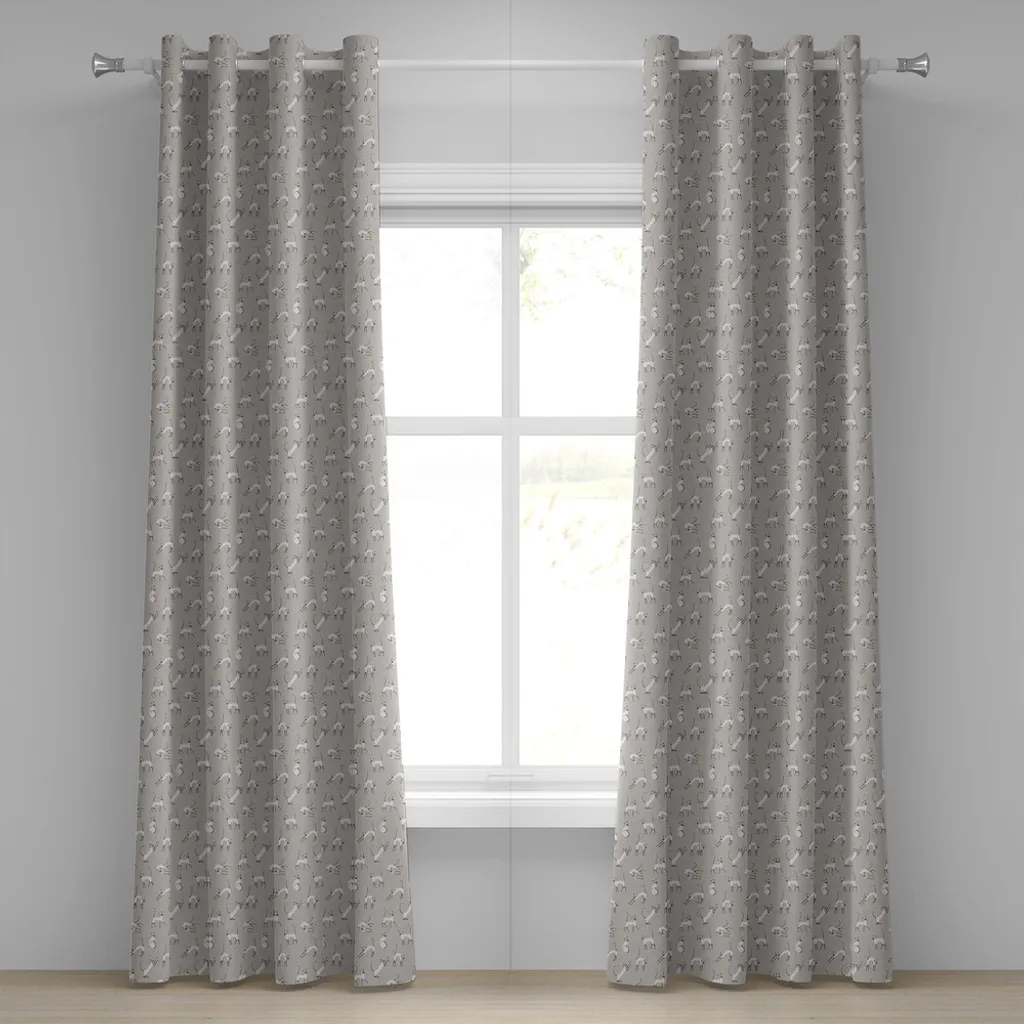 Rideau à œillets gris ABAKUHAUS Chat Siamois 280x175 cm Lot de 2 Panneaux