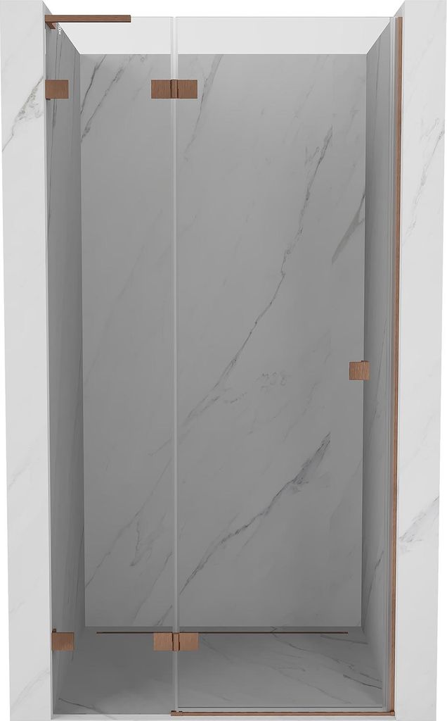 Mexen Lunar L links öffnende Duschdrehtür 125 cm, transparent, gebürstetes Kupfer - 834L-125-000-65-00-L