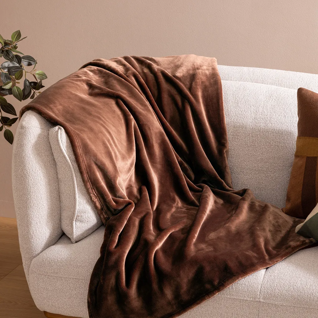 Atmosphera - Lancio in flanella verde cachi 130x180cm | Leroy Merlin
