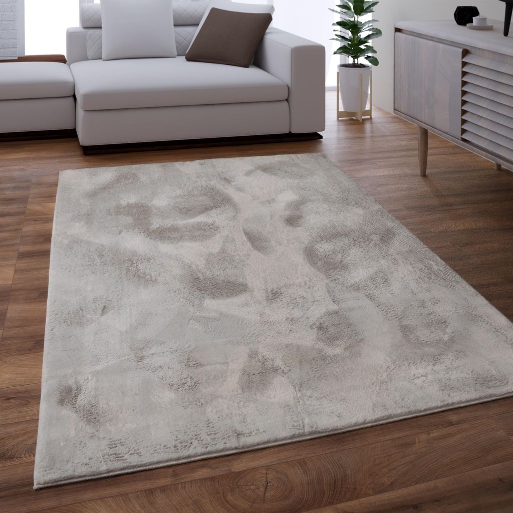 Teppich Wohnzimmer Kunstfell Shaggy Hochflor Waschbar In Waschmaschine Soft Uni Grau Grösse Ø 100 cm Rund