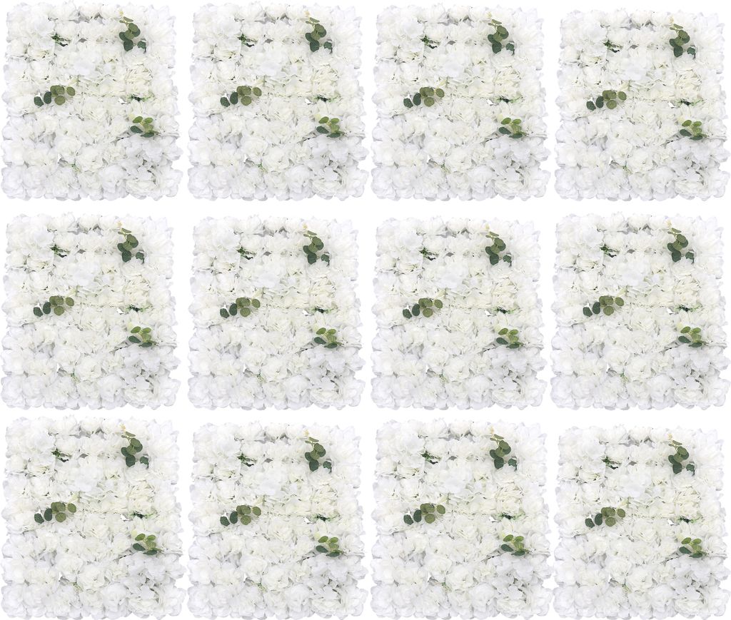12 Stück Künstliche Blumenwand Set 40x60cm Kunstblumen Rosenwand Panel für DIY Hochzeit Geburtstag Party Abschlussfeier Foto Requisiten Hintergr...