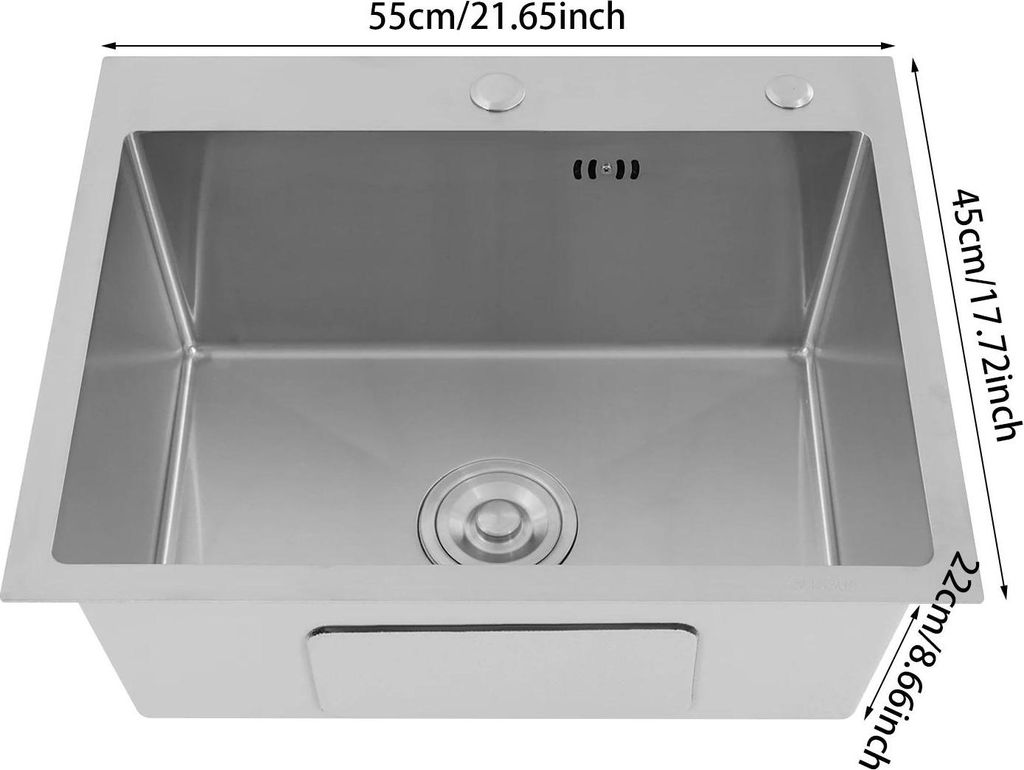 Küchenspüle, langlebiger Edelstahl, vielseitige Installationsmöglichkeiten, 55 45cm Silber