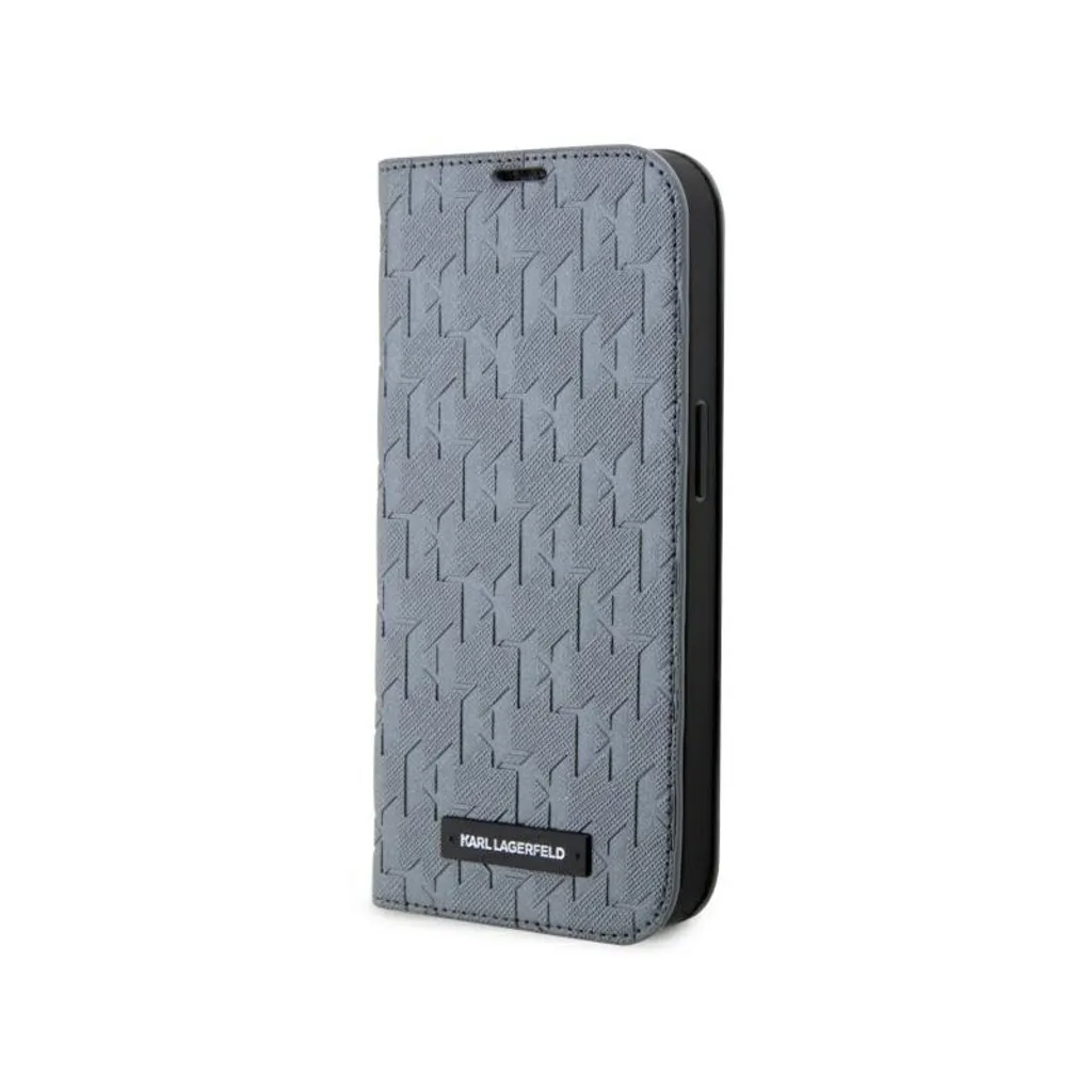 Custodia a Libro iPhone 14 Pro Karl Lagerfeld Saffiano Silver