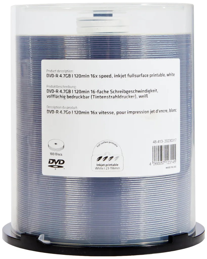Évitez la perte de données : DVD-R MediaRange 4.7Go imprimables x100 - 8