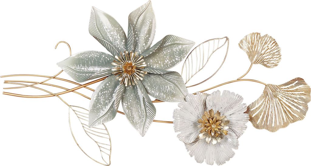 BELIANI Wanddekoration Gold und Grün Eisen Blumen Einteilig Handgemacht Modern Wandobjekt Wanddeko für Schlafzimmer Wohnzimmer Flur Küche Esszimmer