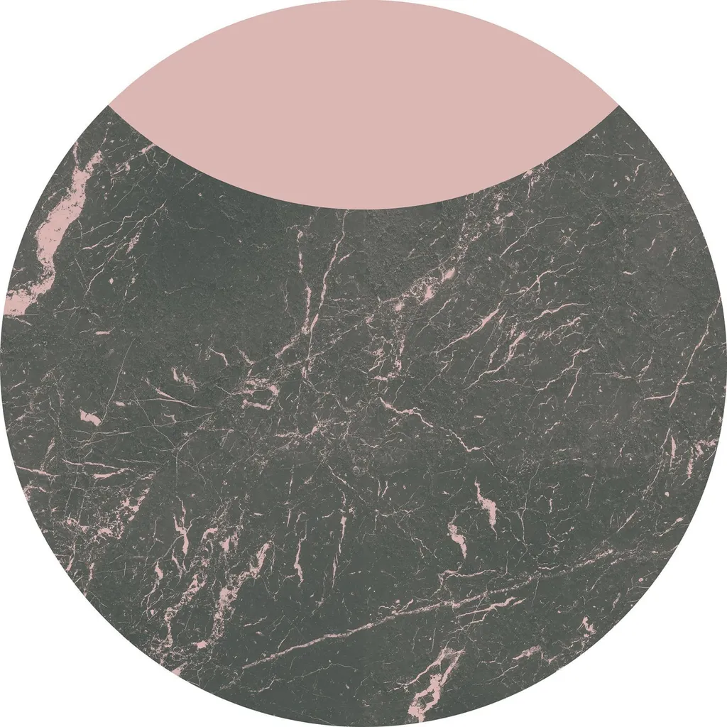 Sanders & Sanders Fotomurale Tondo Marmo Grigio e Rosa Ø 125 cm Adesivo