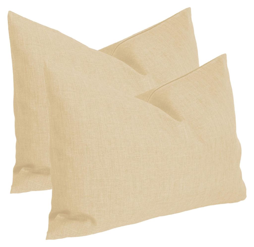 Kissenbezug 2er Set ecru 40x60 cm Struktur Leinenoptik Kissenhülle Deko Kissen