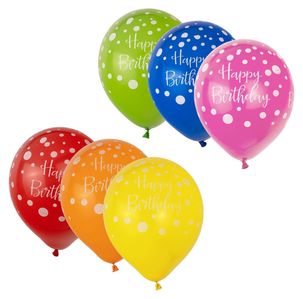 36x Luftballons "Happy Birthday" bunt Ø30cm