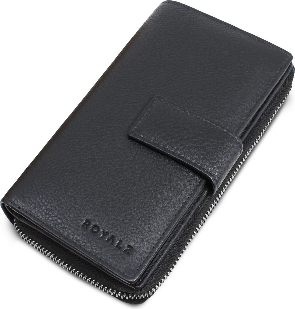 ROYALZ "Viola" Elegante Damen Geldbörse Leder groß Echtleder - langes Portemonnaie mit 10 Kartenfächer und RFID Schutz - Vintage Design Geldbeut...