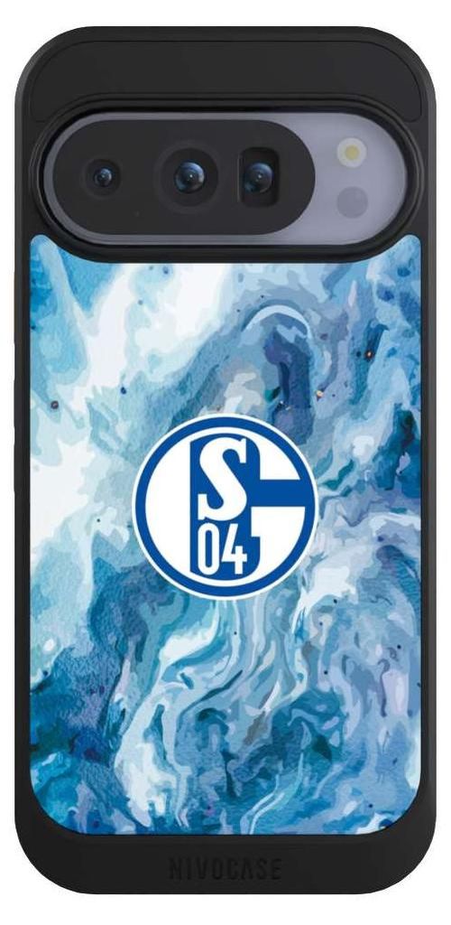 NIVOCASE Hülle für Google Pixel 10 Pro Handyhülle NIVOcore Case Schwarz FC Schalke 04 Fanartikel Logo