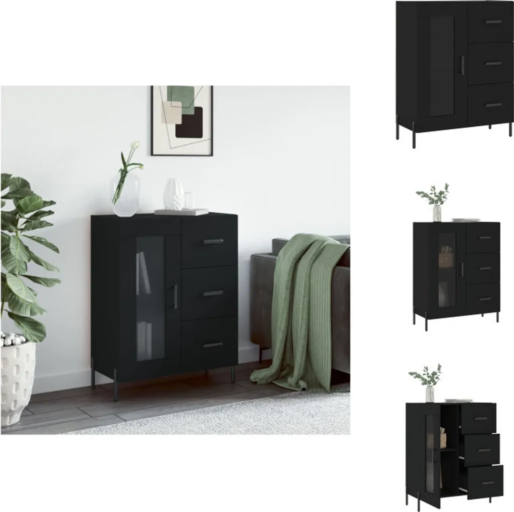 vidaXL Mobile Archivio Nero 69,5x34x90 cm: Credenza per Ufficio e Studio
