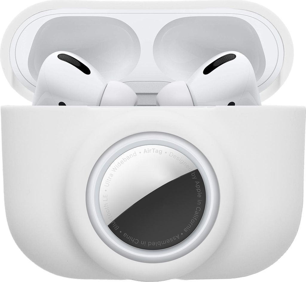 kwmobile 2-in1 Hülle kompatibel mit Apple Airpods Pro (1.Gen) - Kopfhörer Case kompatibel mit Airtag - Weiches Silikon Cover - Schutzhülle mit