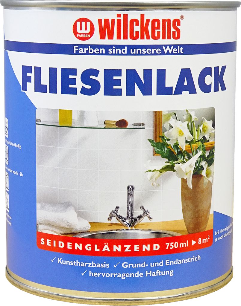 Wilckens Fliesenlack seidenglänzend, 750 ml, Weiß Produktbild 