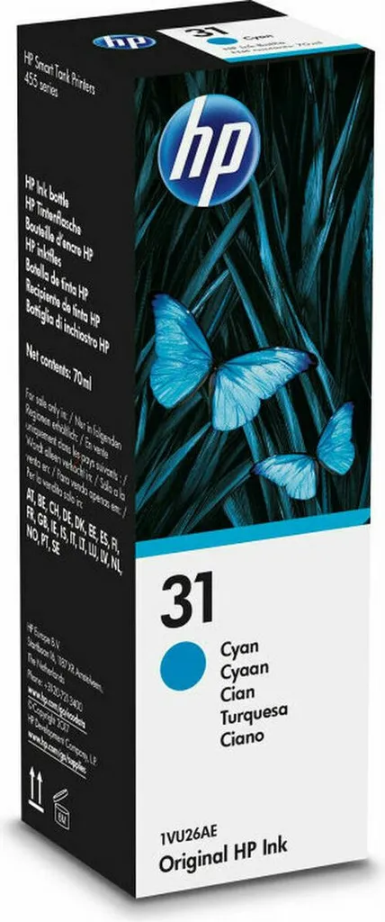 Inchiostro di ricarica per cartucce HP 1VU26AE 70 ml turchese