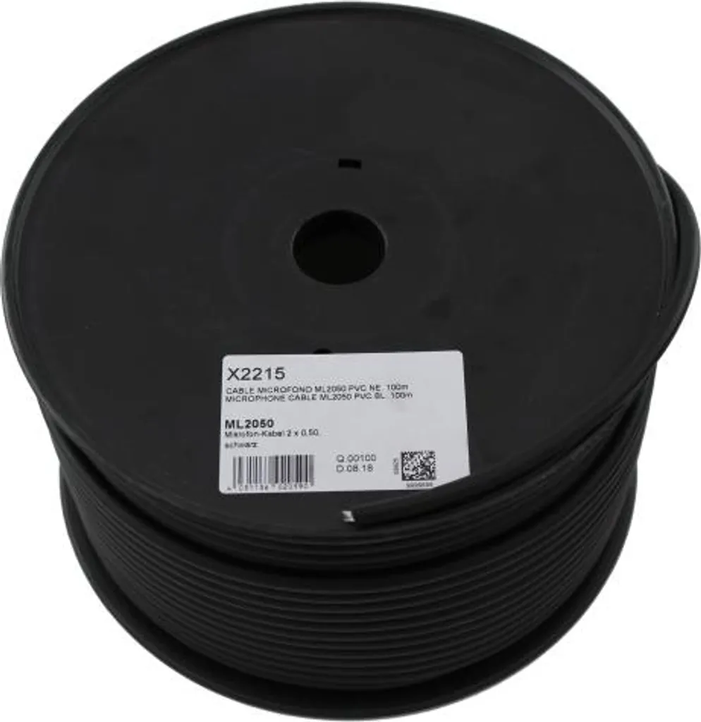 Câble Micro Professionnel 2x0.50 Noir 100m ML2050 Grande Longueur