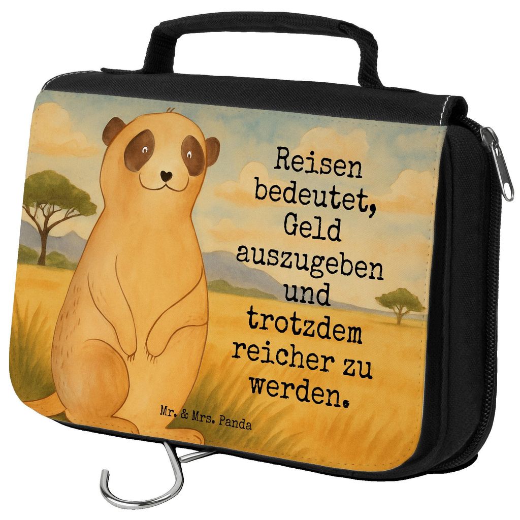 Mr. & Mrs. Panda kulturtäschchen Erdmännchen Design - Weiß - Geschenk, Reisen, Afrika, duschbeutel, Kulturtasche, Weltreise, Waschtasche, Kultur...