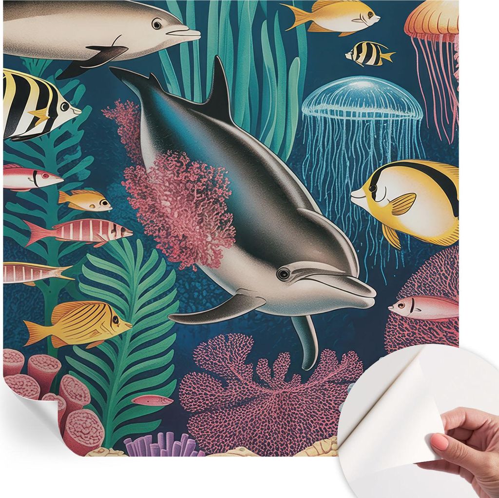 Selbstklebende Wandtapete - Dekorative Tapete für Wohnzimmer - Klebefolie für Wandbilder - Tapetenfolie für Wanddekoration - 250x250 cm - Unterw...