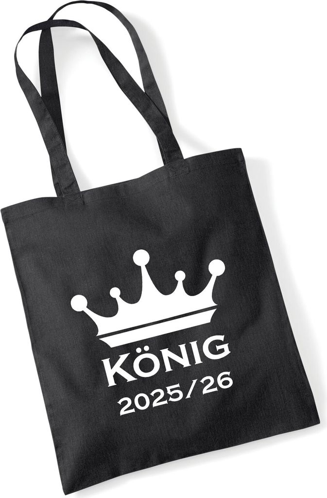 Huuraa Jutebeutel König 2025/26 Schützenkönig 10 Liter Black Baumwolle Tasche Geschenkidee