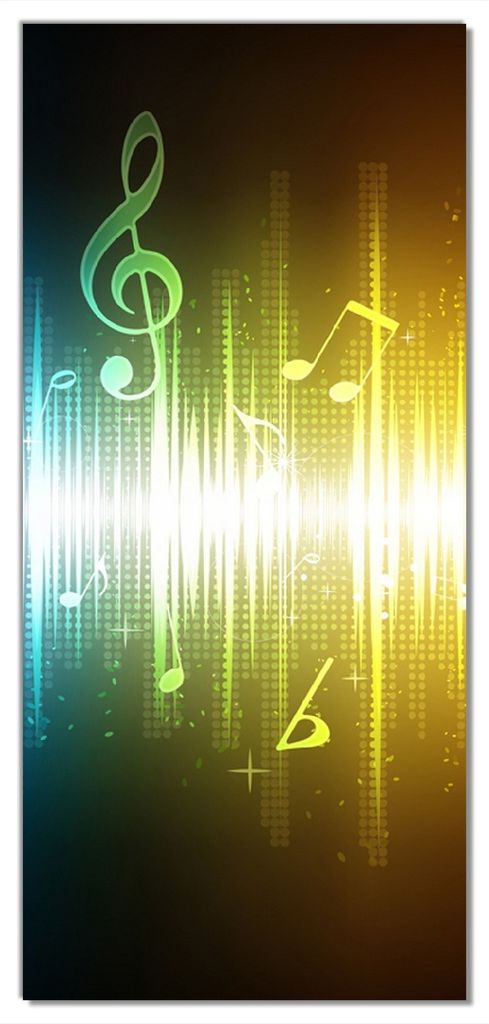 Wallario selbstklebende Türtapete 100 x 220 cm mit Schutzlaminat - Blau-gelbe Noten der Musik