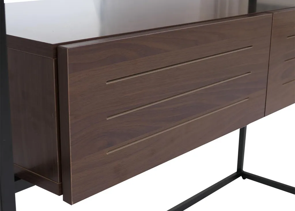 Table d'appoint console entrée 120cm aspect noyer pour rangement clé - 2