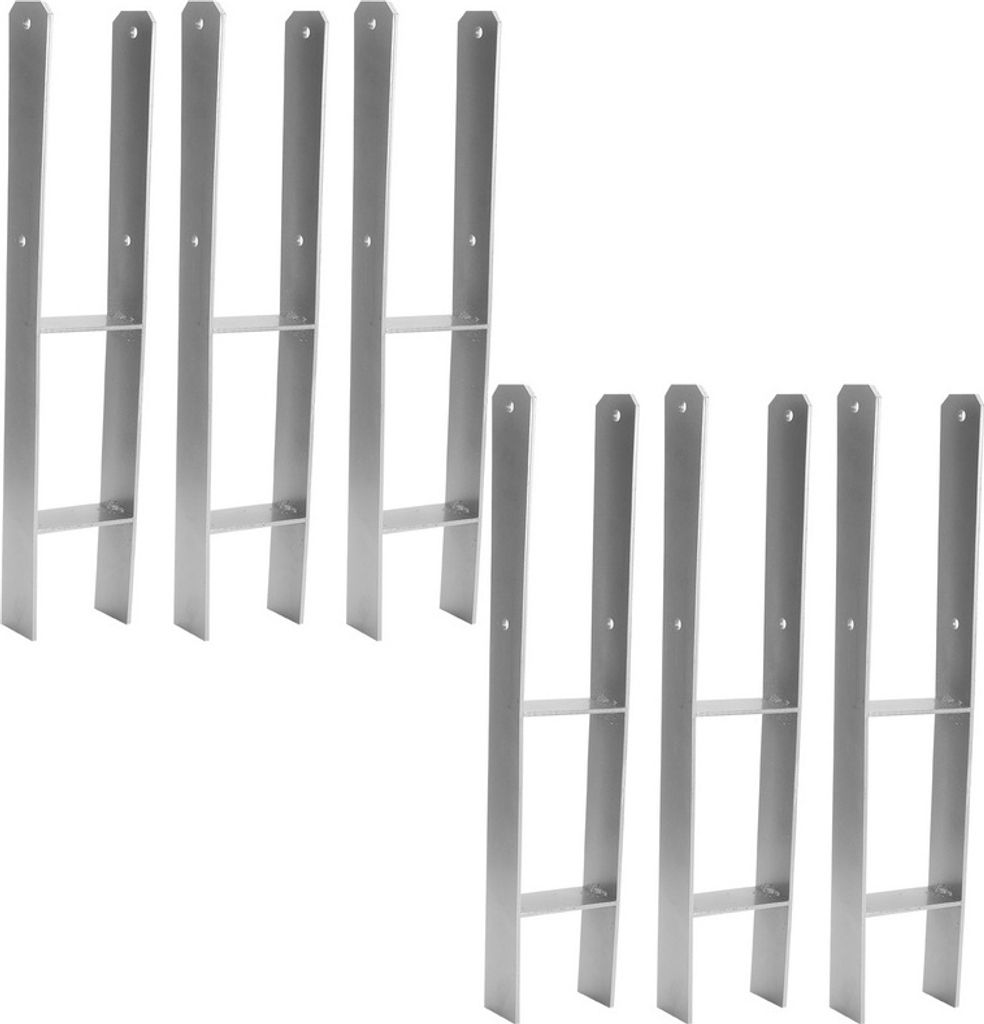 TolleTour 6 Stücke Pfostenträger 111mm, Pfostenanker H-Anker 600 mm Länge Pfostenschuh, H-Form