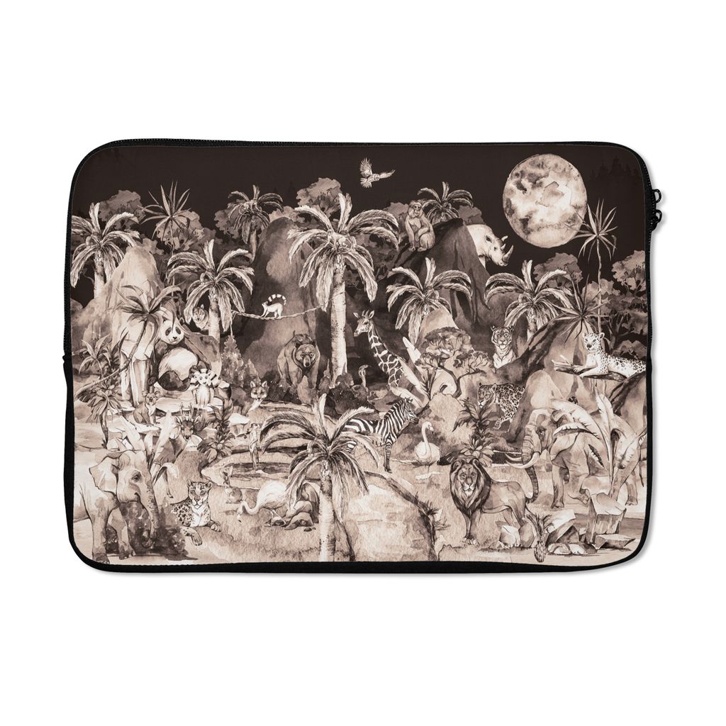 MuchoWow Laptop Hülle 14 ZollDschungel - Tiere - Kinder - Bäume - Pflanzen Laptoptasche - Laptoptasche - Stoßsicher - Schutzhaube