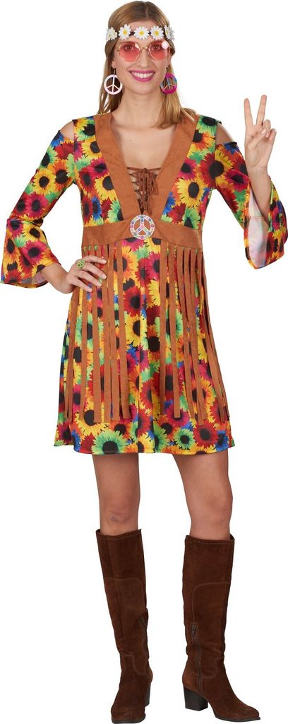 Sunflower Hippie Kostüm Kleid - Fasching Karneval Größe: 32-34